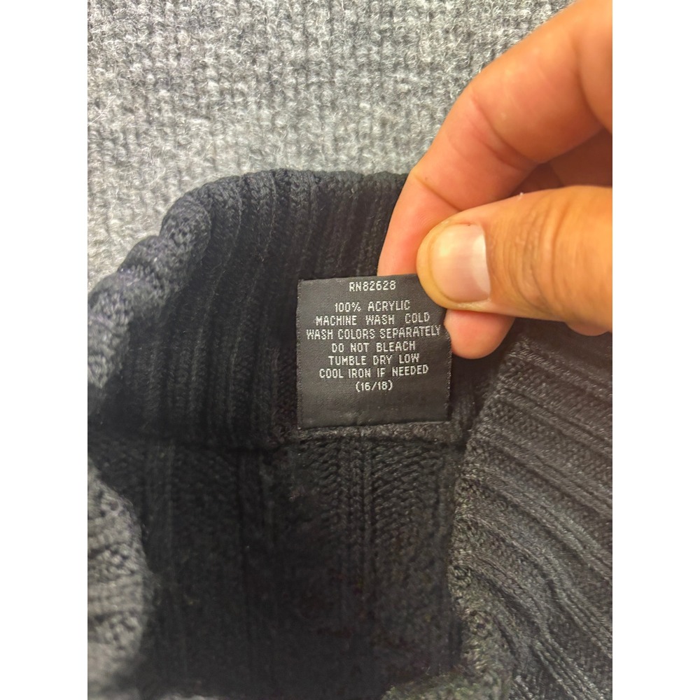 Vintage Y2K Southpole Ribbed Mock Neck Sweater Mens L Black  Logo Stripe - Picture 5 of 6